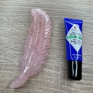 Pink Rose Quartz shaped Feather Crystal